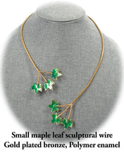 Load image into Gallery viewer, Enameled Gold plated bronze sculptural maple branch neckwire