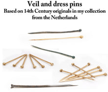 Load image into Gallery viewer, 14th Century Veil and Dress Pins