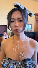 Load image into Gallery viewer, 5 petal multiflower enameled gold plated bronze neckwire
