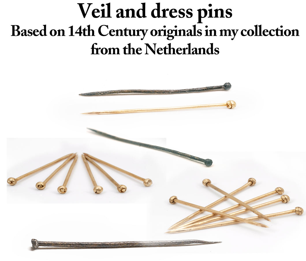 14th Century Veil and Dress Pins
