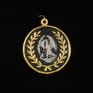 2 inch pelican-laurel medallion rhodium-gold plated